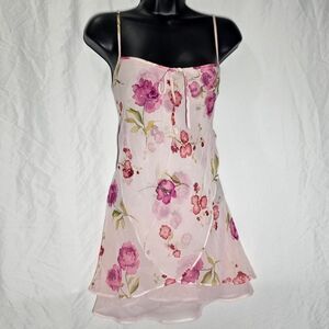 vintage y2k 2000s pink floral whimsigoth coquette slip dress